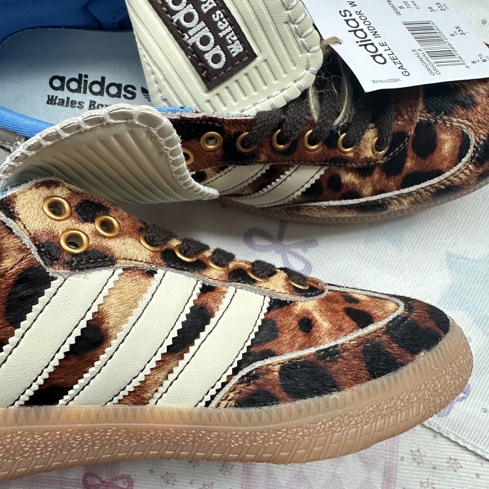 adidas x Wales Bonner Samba Leopard Print Pony Hair Low-Top Sneakers - Picture 10 of 11